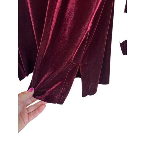 Vintage Velvet Shirt 1X Red Festive Holiday Neutral Dark Romance Old Money Soft - Picture 8 of 12